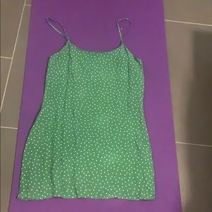 Reformation green polka dot dress